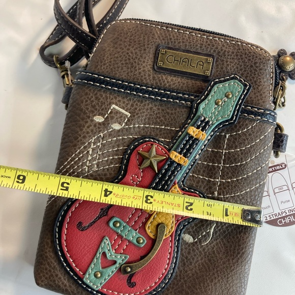 Chala Guitar Cellphone Brown Crossbody Purse Pouch Convertible Straps New w Tags - Picture 5 of 5